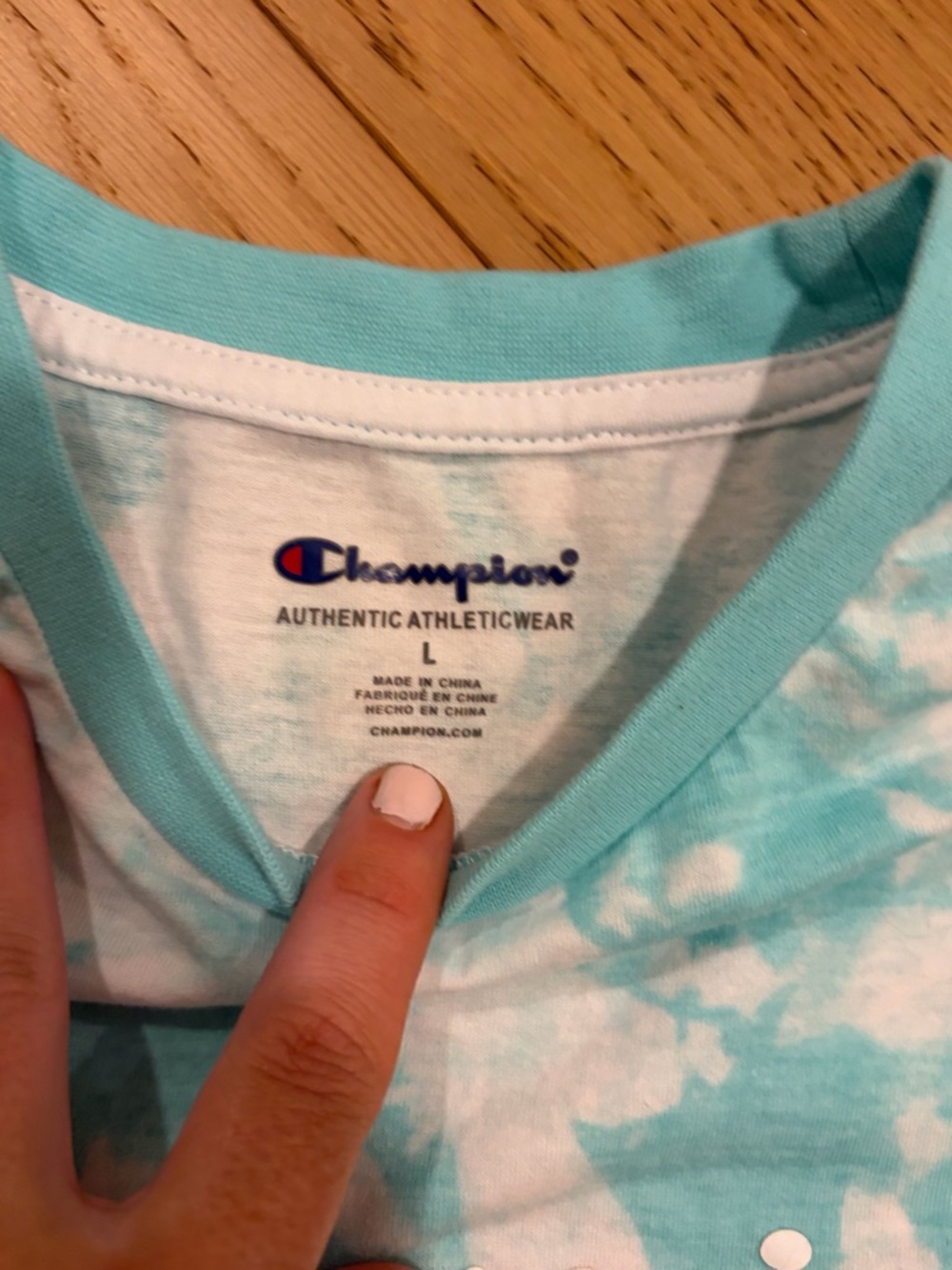 Champion Kids Aqua & White Tie-Dye Logo Tee - Picture 2 of 5